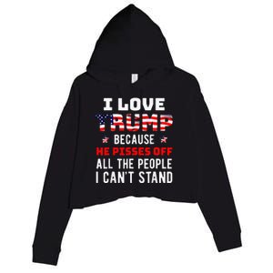 I Stand President Trump American Flag Trump 2024 Crop Fleece Hoodie