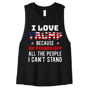 I Stand President Trump American Flag Trump 2024 Women's Racerback Cropped Tank