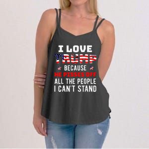 I Stand President Trump American Flag Trump 2024 Women's Strappy Tank