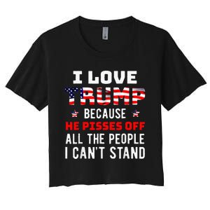 I Stand President Trump American Flag Trump 2024 Women's Crop Top Tee