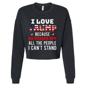 I Stand President Trump American Flag Trump 2024 Cropped Pullover Crew