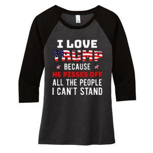 I Stand President Trump American Flag Trump 2024 Women's Tri-Blend 3/4-Sleeve Raglan Shirt