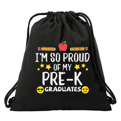 Im So Proud Of My Pre-K Graduates groovy Teacher Drawstring Bag