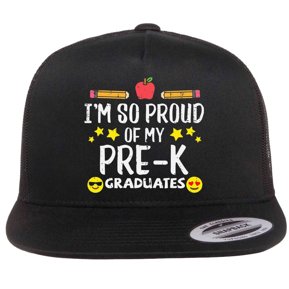 Im So Proud Of My Pre-K Graduates groovy Teacher Flat Bill Trucker Hat