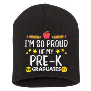 Im So Proud Of My Pre-K Graduates groovy Teacher Short Acrylic Beanie