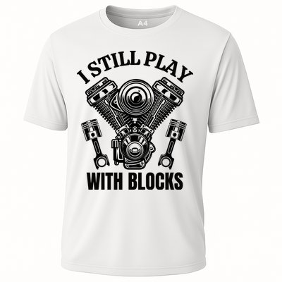 I Still Play With Blocks Racing Fathers Day Cooling Performance Crew T-Shirt