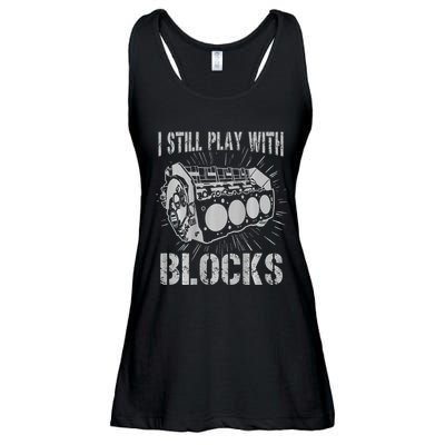 I Still Play With Blocks Funny Car Mechanic Car Engine Ladies Essential Flowy Tank