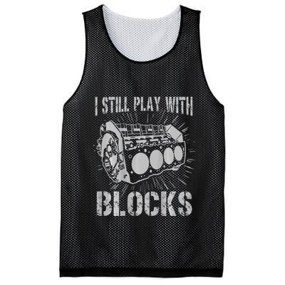 I Still Play With Blocks Funny Car Mechanic Car Engine Mesh Reversible Basketball Jersey Tank