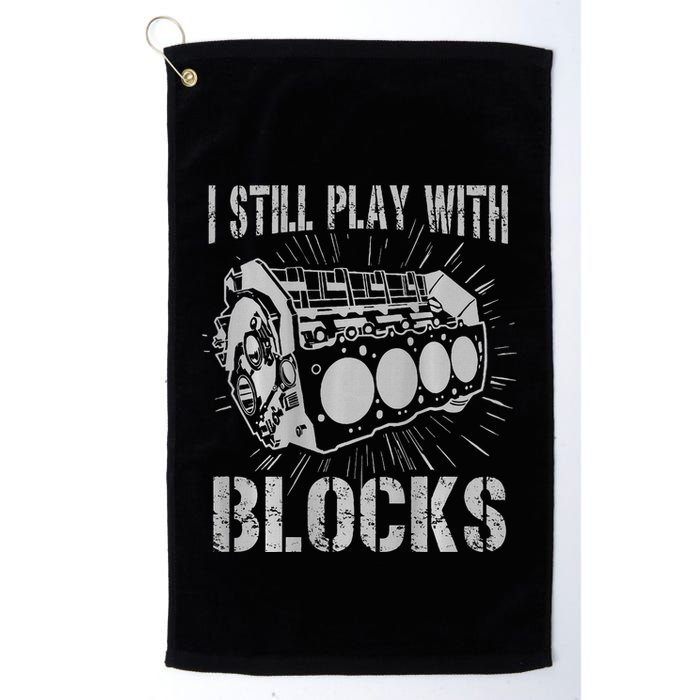 I Still Play With Blocks Funny Car Mechanic Car Engine Golf Towel