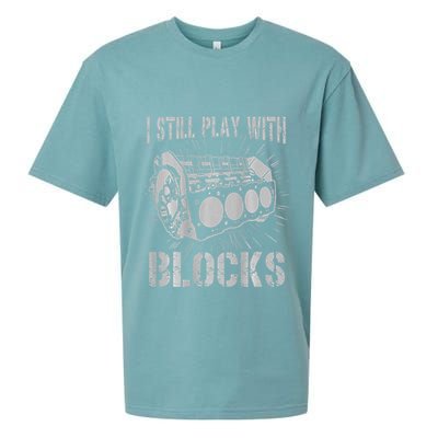 I Still Play With Blocks Funny Car Mechanic Car Engine Sueded Cloud Jersey T-Shirt