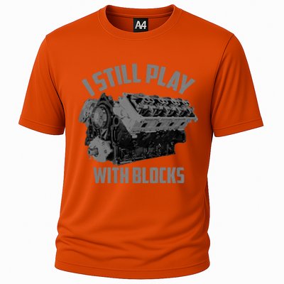 I Still Play With Blocks Racing | Maintenance Man Gift Cooling Performance Crew T-Shirt