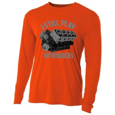 I Still Play With Blocks Racing | Maintenance Man Gift Cooling Performance Long Sleeve Crew