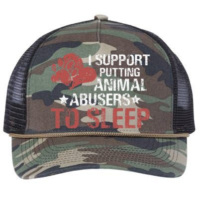 I Support Putting Animal Abusers To Sleep Retro Rope Trucker Hat Cap