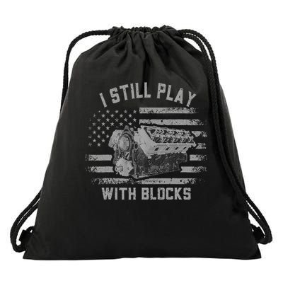 I Still Play With Blocks Racing Mechanics Engine Drawstring Bag
