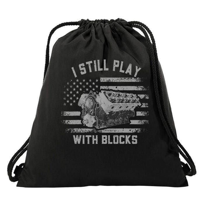 I Still Play With Blocks Racing Mechanics Engine Drawstring Bag