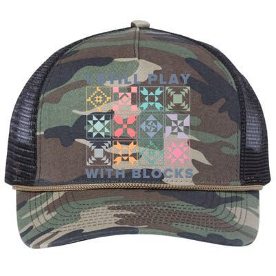 I Still Play With Blocks Quilt Blocks Retro Rope Trucker Hat Cap