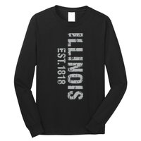 Illinois State Patriotic American Usa Cool Distressed Design Long Sleeve Shirt