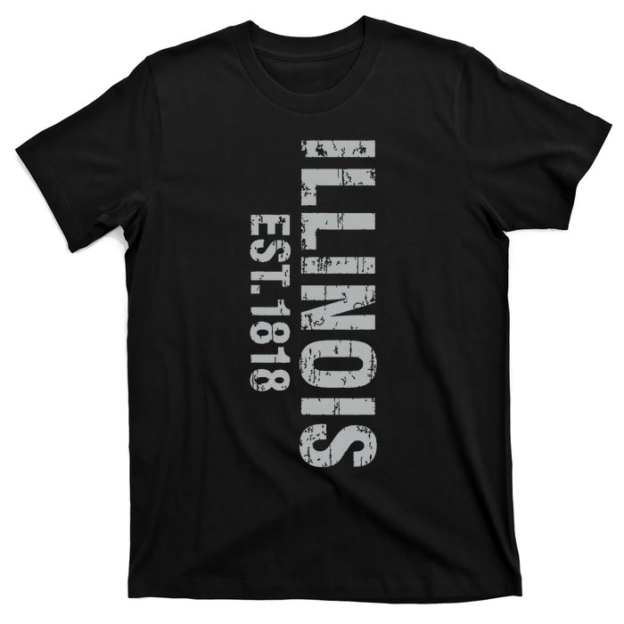 Illinois State Patriotic American Usa Cool Distressed Design T-Shirt