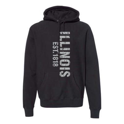 Illinois State Patriotic American Usa Cool Distressed Design Premium Hoodie