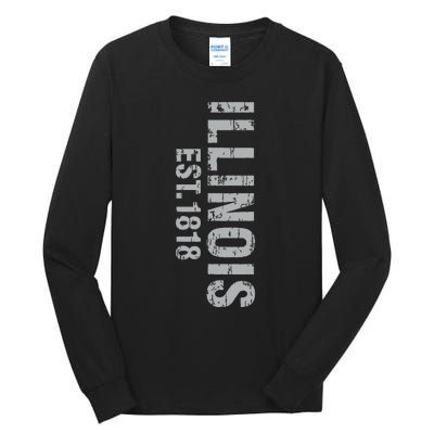 Illinois State Patriotic American Usa Cool Distressed Design Tall Long Sleeve T-Shirt