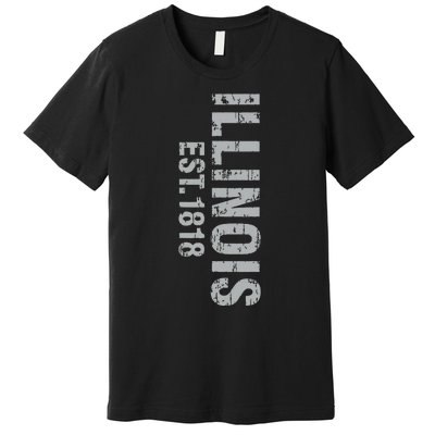 Illinois State Patriotic American Usa Cool Distressed Design Premium T-Shirt