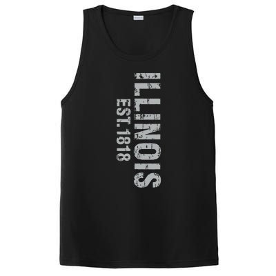 Illinois State Patriotic American Usa Cool Distressed Design PosiCharge Competitor Tank