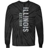 Illinois State Patriotic American Usa Cool Distressed Design Tie-Dye Long Sleeve Shirt