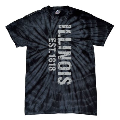 Illinois State Patriotic American Usa Cool Distressed Design Tie-Dye T-Shirt