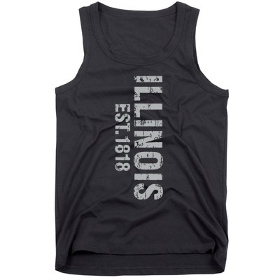 Illinois State Patriotic American Usa Cool Distressed Design Tank Top