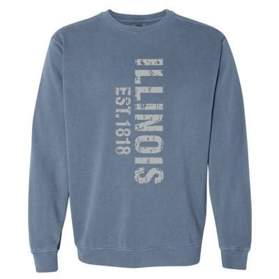 Illinois State Patriotic American Usa Cool Distressed Design Garment-Dyed Sweatshirt