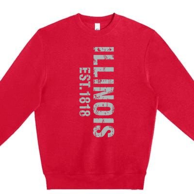 Illinois State Patriotic American Usa Cool Distressed Design Premium Crewneck Sweatshirt