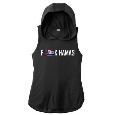 Israel Strong Pray For Israel US Israel Flag Fuck Hamas Ladies PosiCharge Tri-Blend Wicking Draft Hoodie Tank