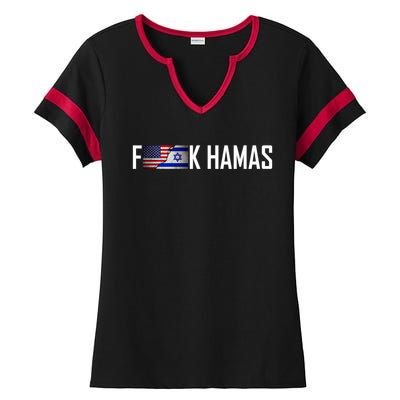 Israel Strong Pray For Israel US Israel Flag Fuck Hamas Ladies Halftime Notch Neck Tee