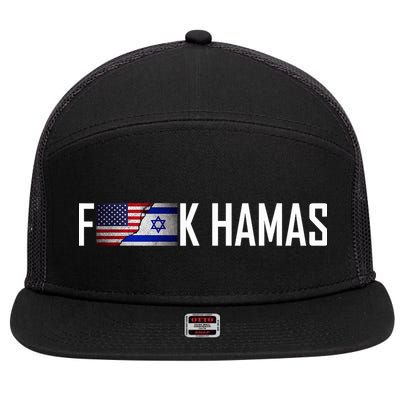 Israel Strong Pray For Israel US Israel Flag Fuck Hamas 7 Panel Mesh Trucker Snapback Hat
