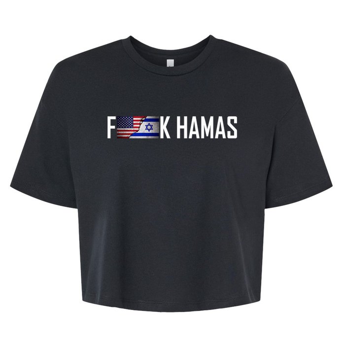 Israel Strong Pray For Israel US Israel Flag Fuck Hamas Bella+Canvas Jersey Crop Tee