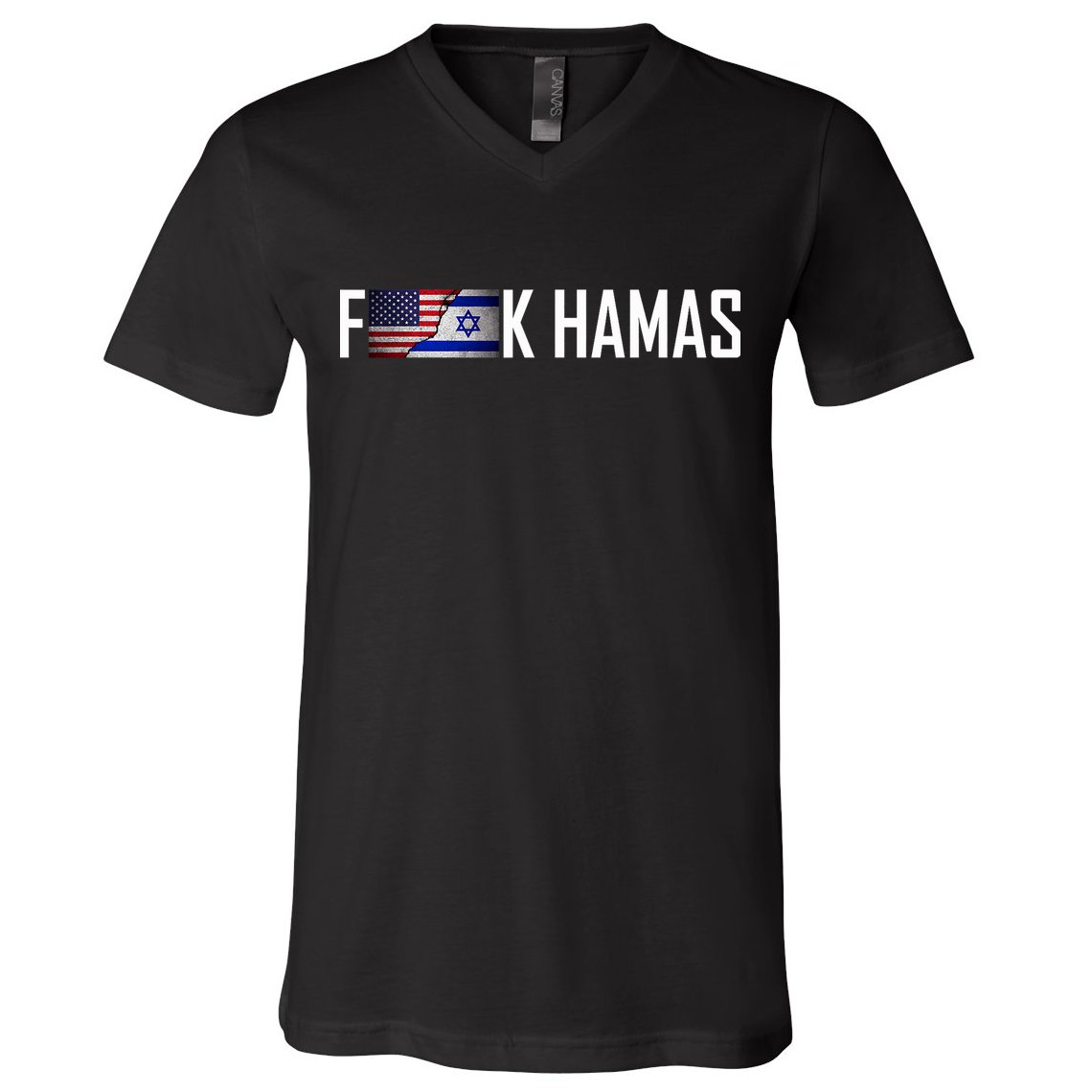Israel Strong Pray For Israel US Israel Flag Fuck Hamas V-Neck T-Shirt