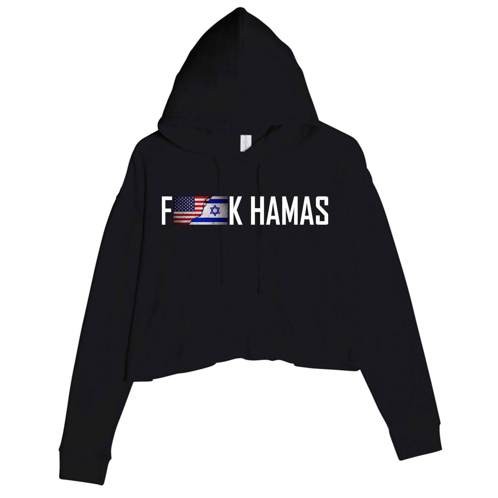 Israel Strong Pray For Israel US Israel Flag Fuck Hamas Crop Fleece Hoodie