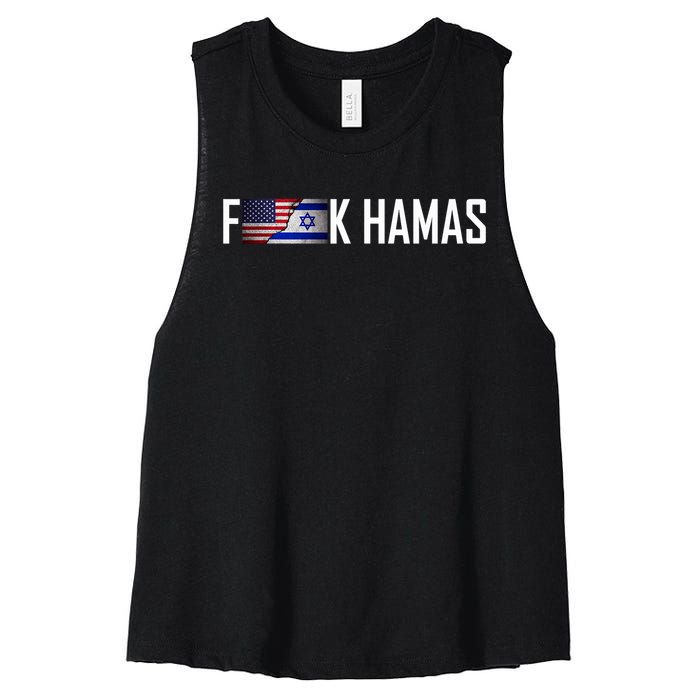 Israel Strong Pray For Israel US Israel Flag Fuck Hamas Women's Racerback Cropped Tank