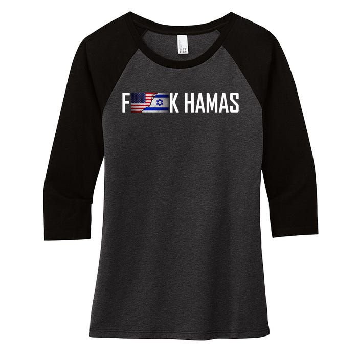 Israel Strong Pray For Israel US Israel Flag Fuck Hamas Women's Tri-Blend 3/4-Sleeve Raglan Shirt