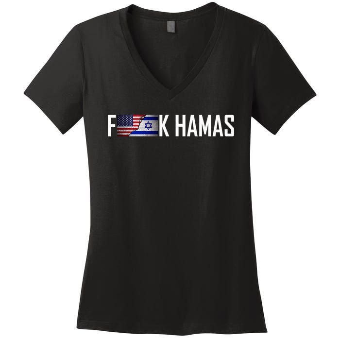 Israel Strong Pray For Israel US Israel Flag Fuck Hamas Women's V-Neck T-Shirt