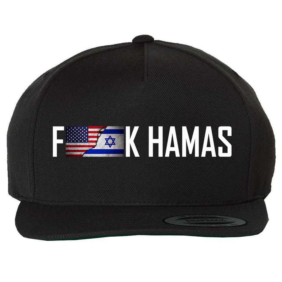 Israel Strong Pray For Israel US Israel Flag Fuck Hamas Wool Snapback Cap