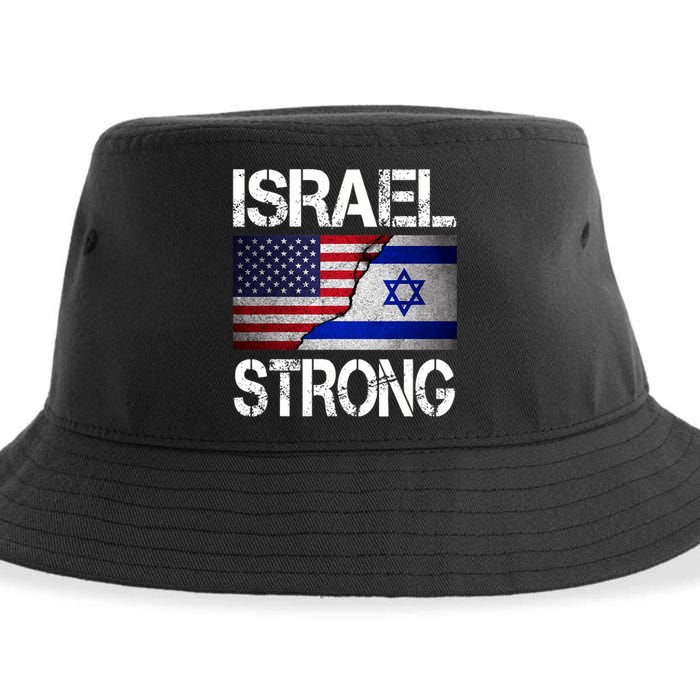 Israel Strong Pray For Israel US Israeli Flag Sustainable Bucket Hat