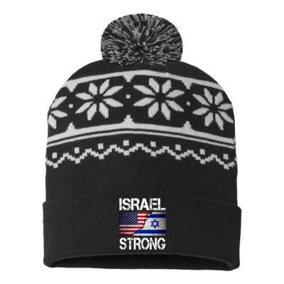 Israel Strong Pray For Israel US Israeli Flag USA-Made Snowflake Beanie