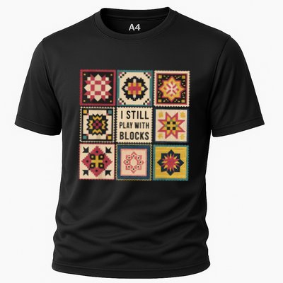 I Still Play With Blocks Quilt Funny Quilting Sewing Performance Shirt