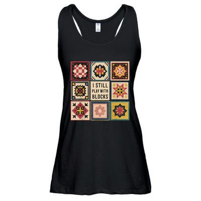 I Still Play With Blocks Quilt Funny Quilting Sewing Ladies Essential Flowy Tank