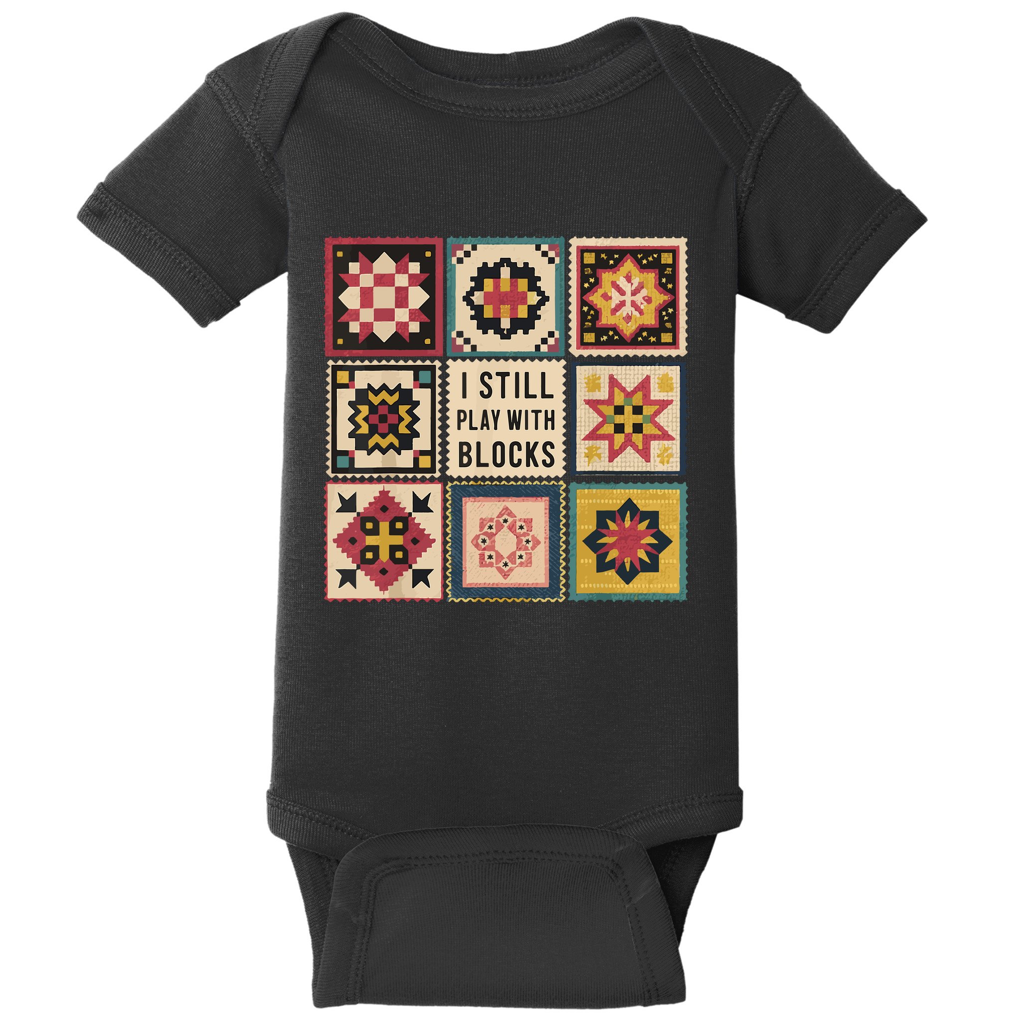 I Still Play With Blocks Quilt Funny Quilting Sewing Baby Bodysuit