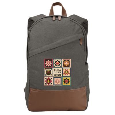 I Still Play With Blocks Quilt Funny Quilting Sewing Cotton Canvas Backpack