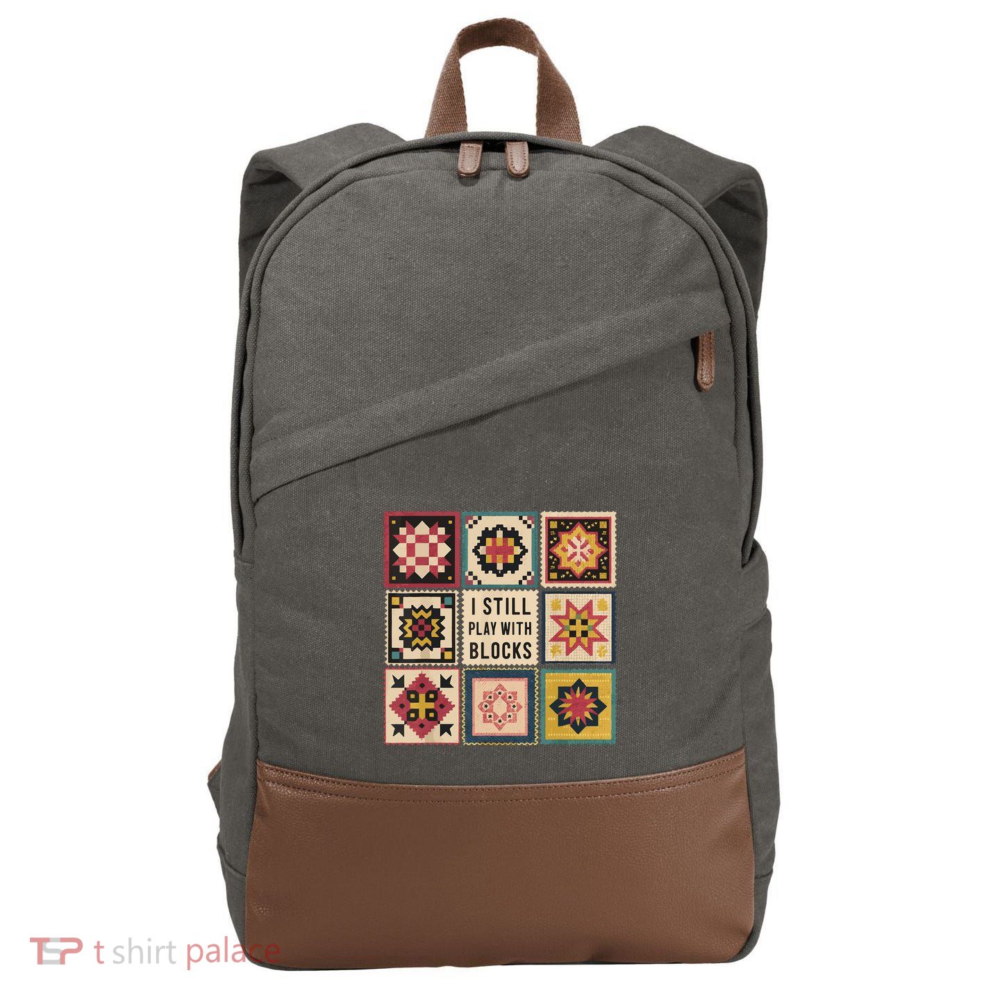 I Still Play With Blocks Quilt Funny Quilting Sewing Cotton Canvas Backpack
