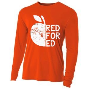 I Support Public Education Red For Ed Teacher Gift Cooling Performance Long Sleeve Crew