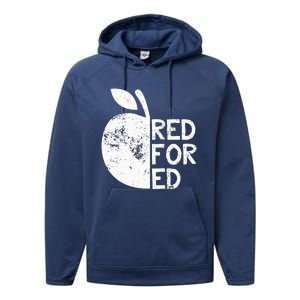 I Support Public Education Red For Ed Teacher Gift Performance Fleece Hoodie